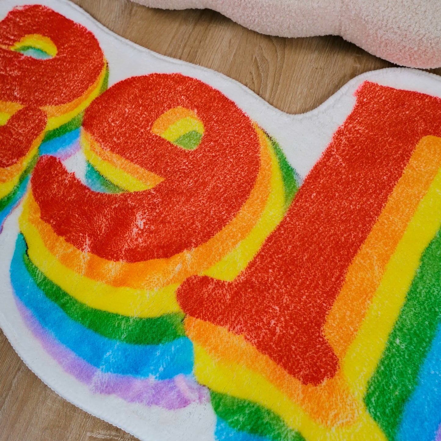 Rainbow Letters Soft Fleece Non-slip Bath Mat