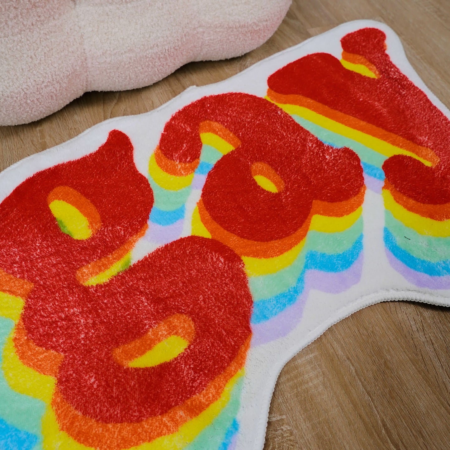 Rainbow Letters Soft Fleece Non-slip Bath Mat