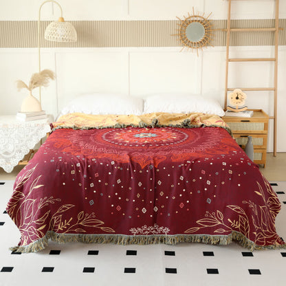 Ethnic Red Cotton Gauze Reversible Quilt
