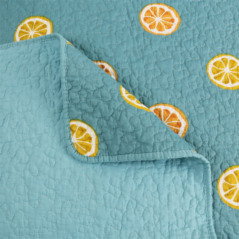 Fresh Lemon Print Cotton Quilt
