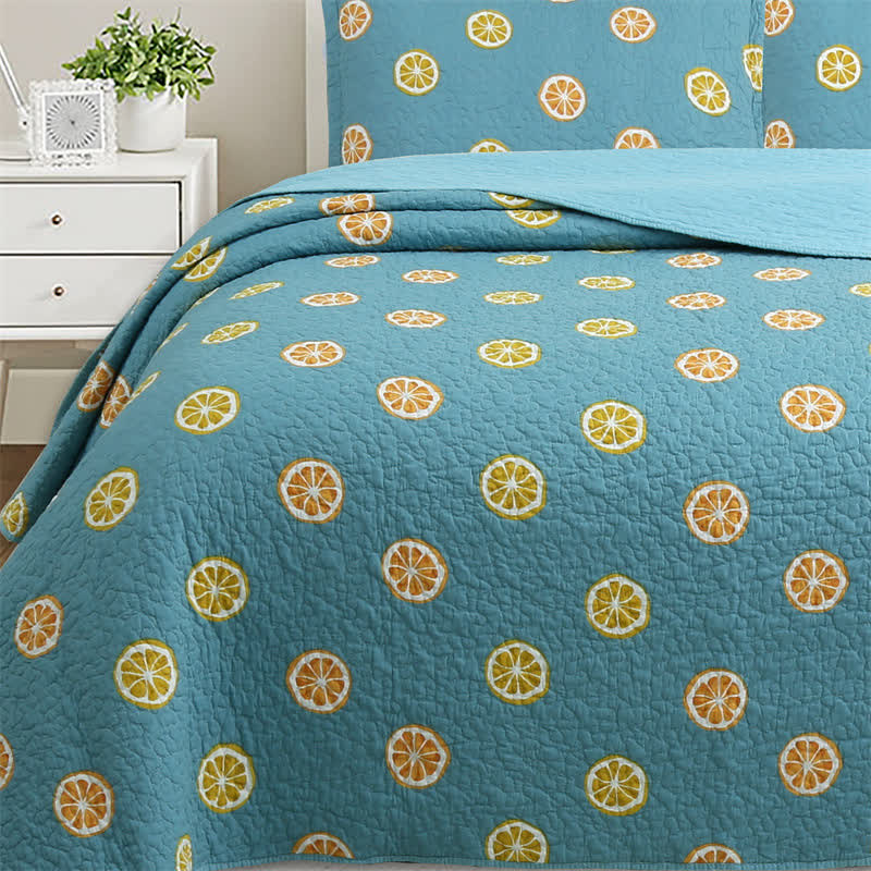 Fresh Lemon Print Cotton Quilt