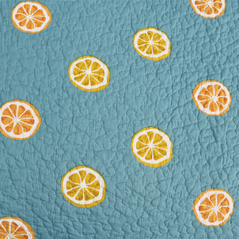 Fresh Lemon Print Cotton Quilt
