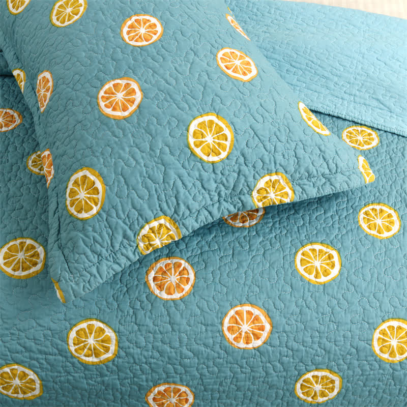 Fresh Lemon Print Cotton Quilt