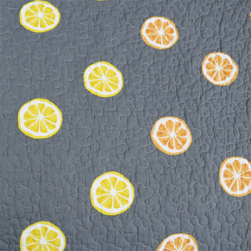 Fresh Lemon Print Cotton Quilt