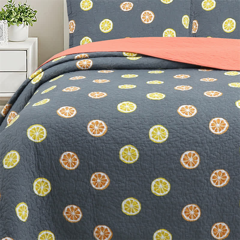Fresh Lemon Print Cotton Quilt