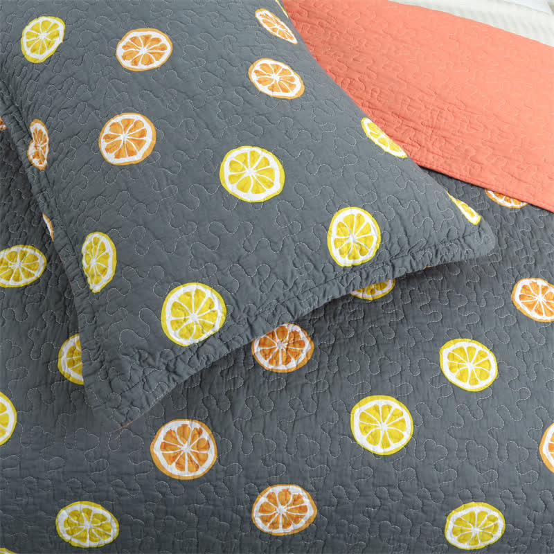 Fresh Lemon Print Cotton Quilt