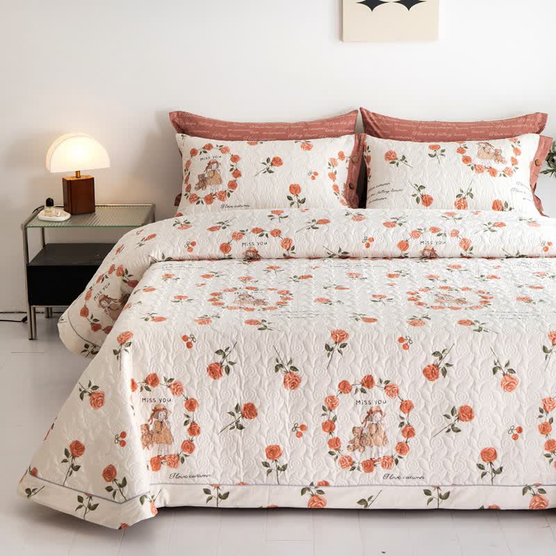 Rustic Rose Print Cotton Quilt
