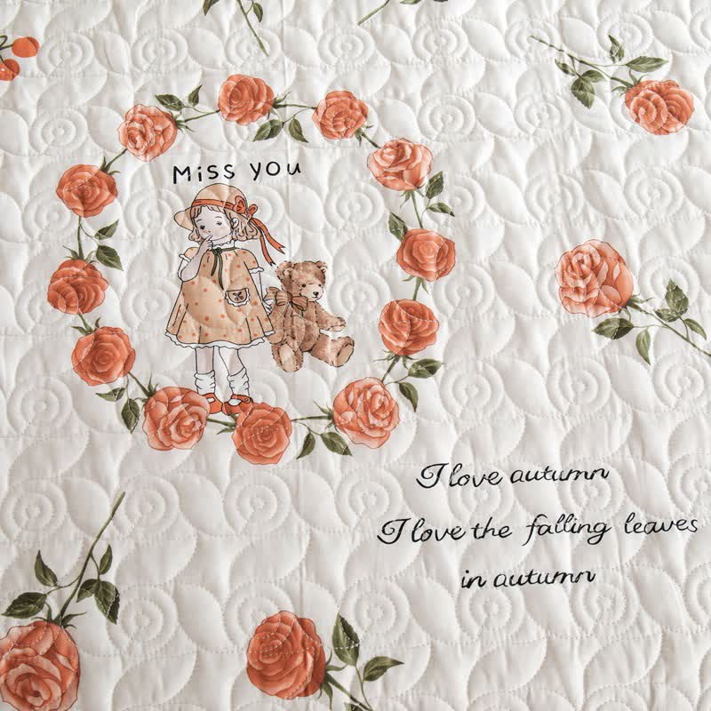 Rustic Rose Print Cotton Quilt