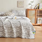 Elegant Leaf Cotton Double Layer Gauze Reversible Quilt
