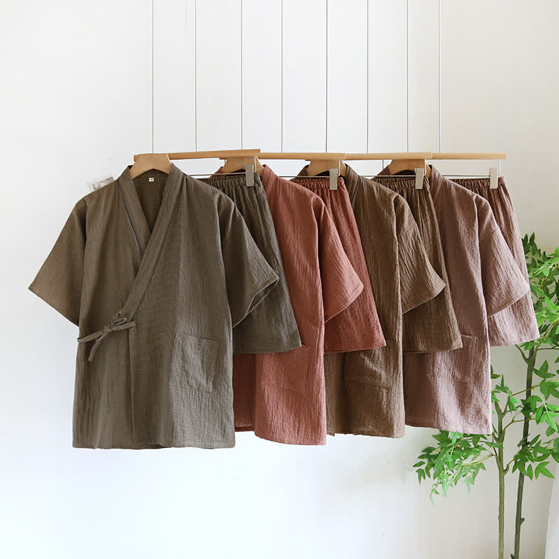 Unisex Cotton Gauze Kimono Pajama Set
