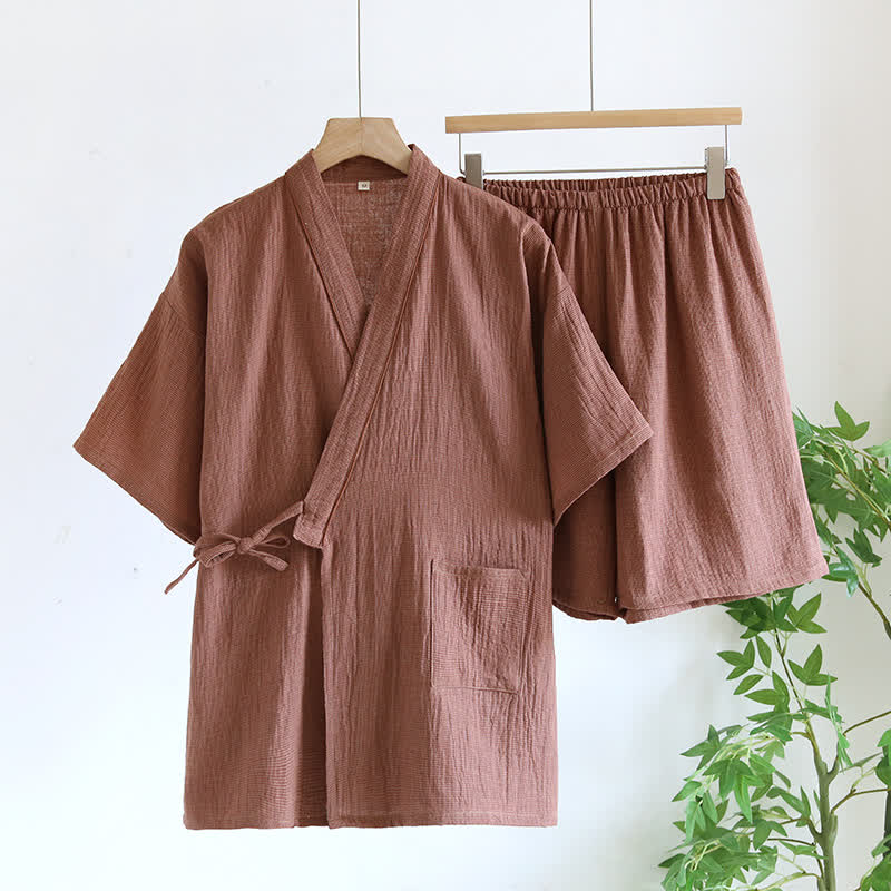 Unisex Cotton Gauze Kimono Pajama Set