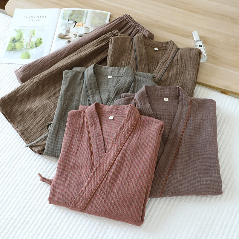 Unisex Cotton Gauze Kimono Pajama Set - image 2