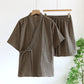 Unisex Cotton Gauze Kimono Pajama Set - Dark Green - XL - image 14