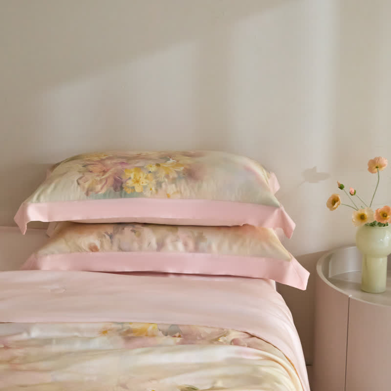 Pink Floral Lyocell Fiber Summer Silky Quilt