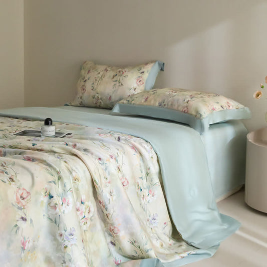 Luxurious Floral Lyocell Fiber Summer Silky Quilt