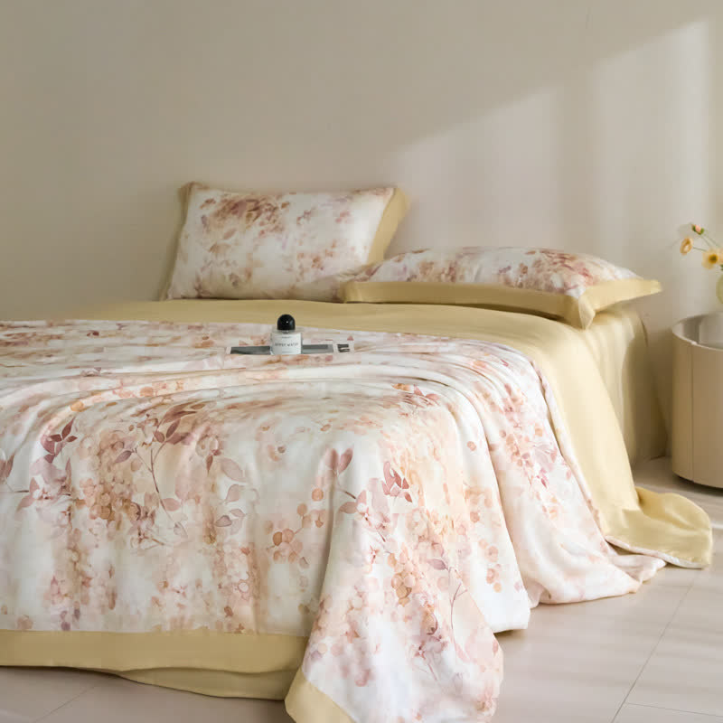 Pastoral Floral Lyocell Fiber Summer Silky Quilt