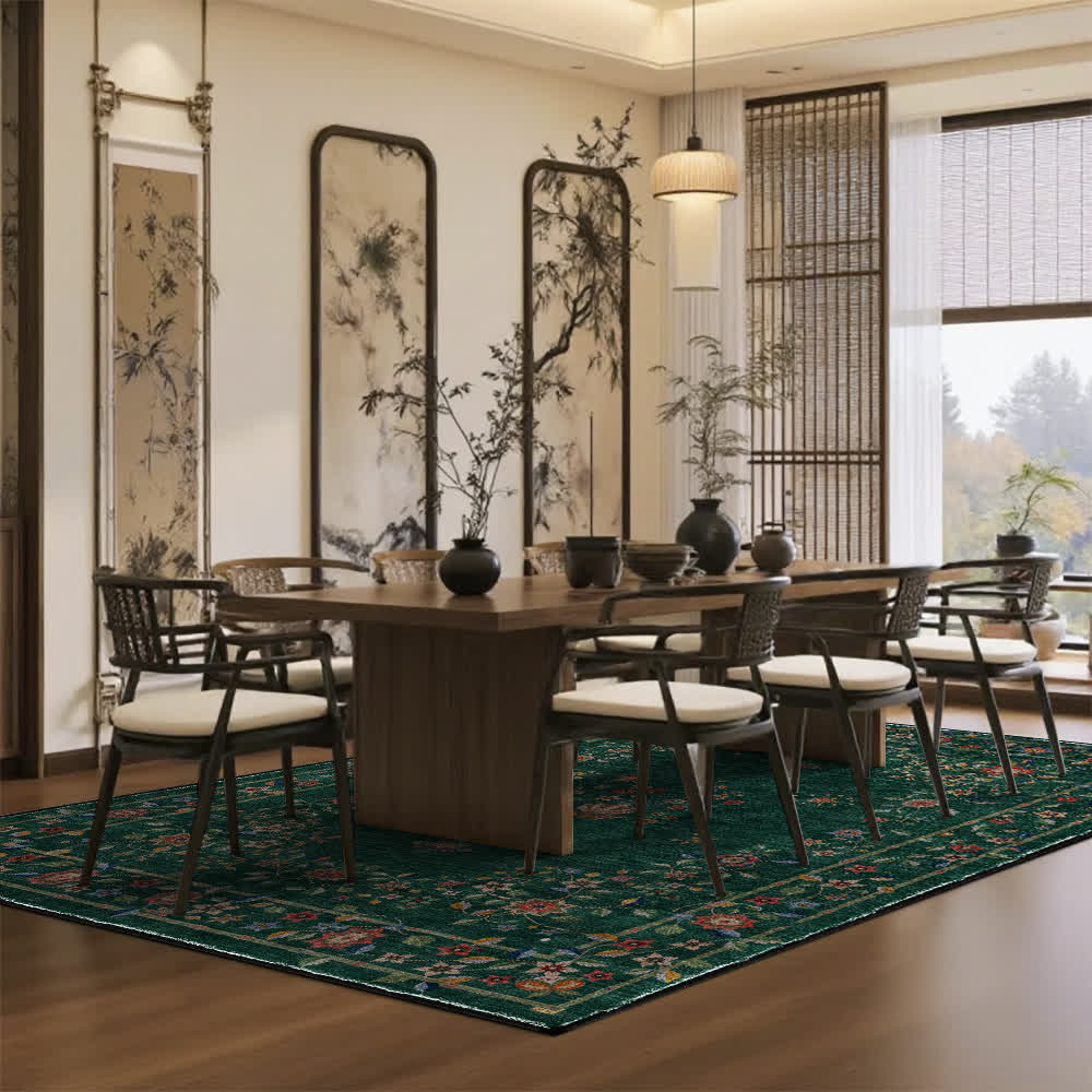 Retro Floral Foldable Indoor Outdoor Rug