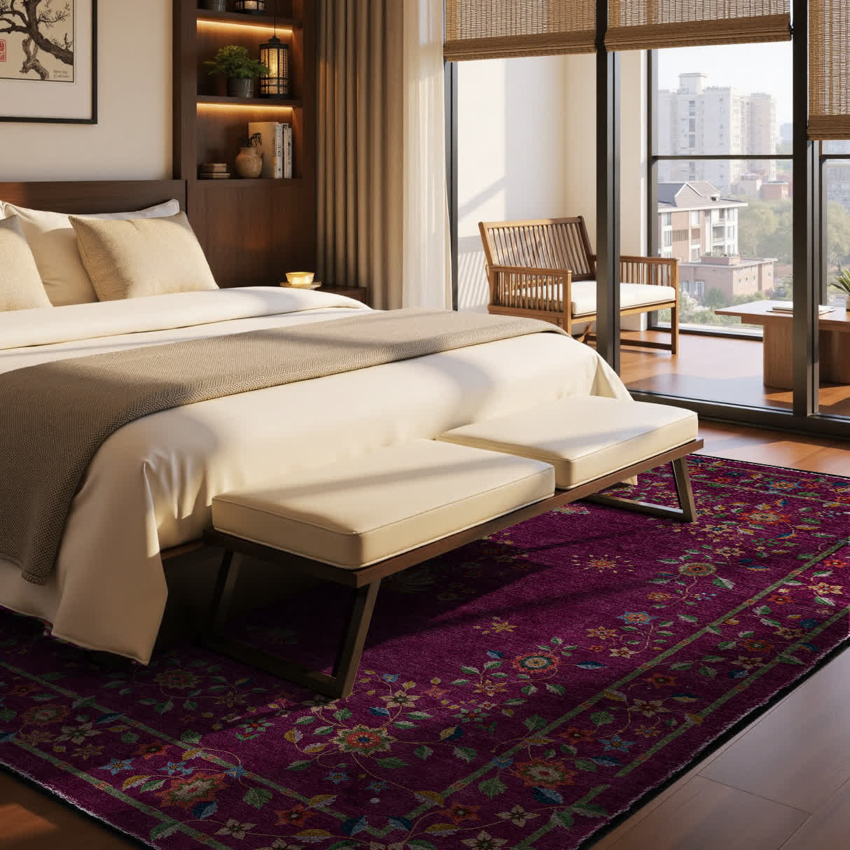 Retro Floral Foldable Indoor Outdoor Rug