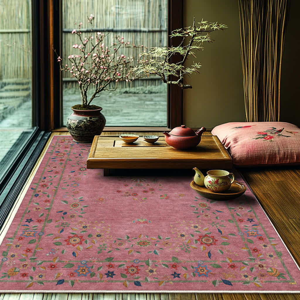 Retro Floral Foldable Indoor Outdoor Rug