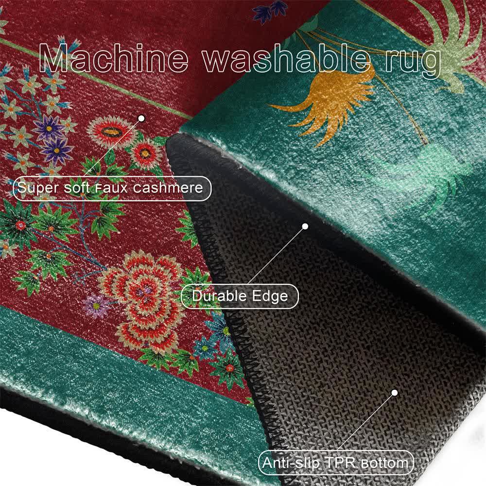 Non Slip Retro Floral Indoor Outdoor Area Rug