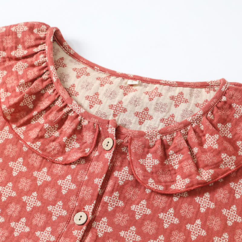Retro Cotton Gauze Jacquard Nightdress