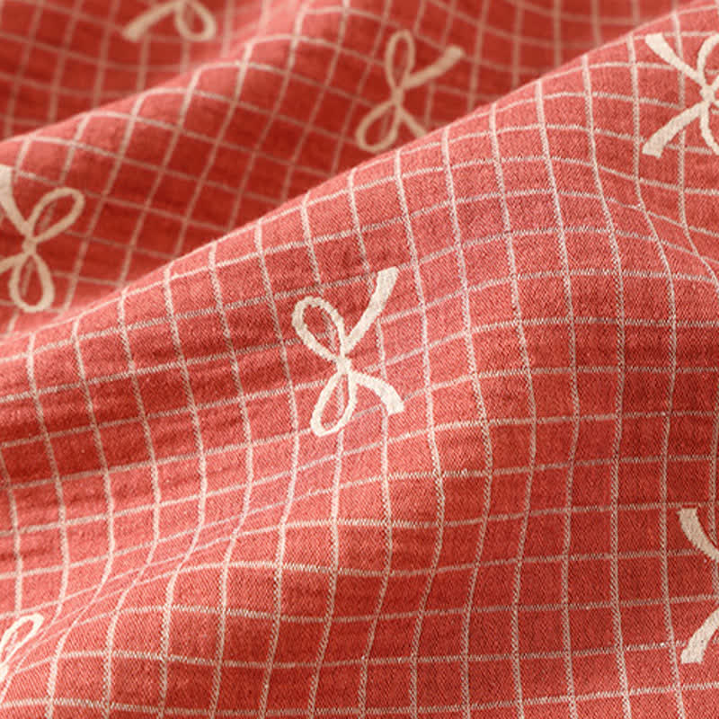 Bow Print Cotton Gauze Jacquard Nightdress