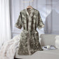 Vintage Floral Kimono Cotton Gauze Jacquard Bathrobe