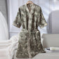 Vintage Floral Kimono Cotton Gauze Jacquard Bathrobe