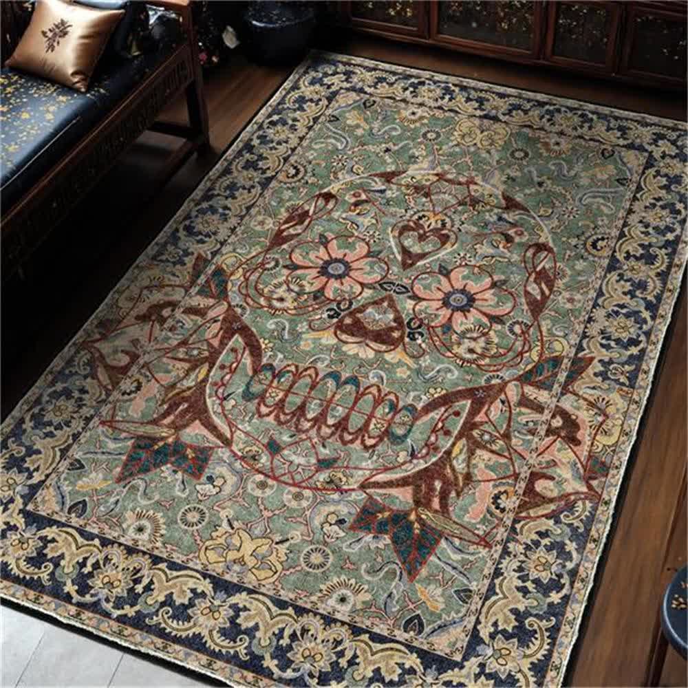 Gothic Skull Washable Indoor Outdoor Rug - 60" x 96" - image 1