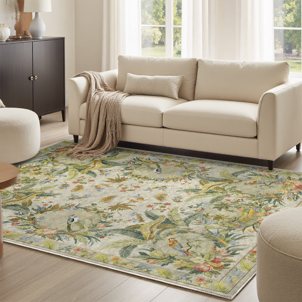Refresh Floral Bird Anti-slip Area Rug
