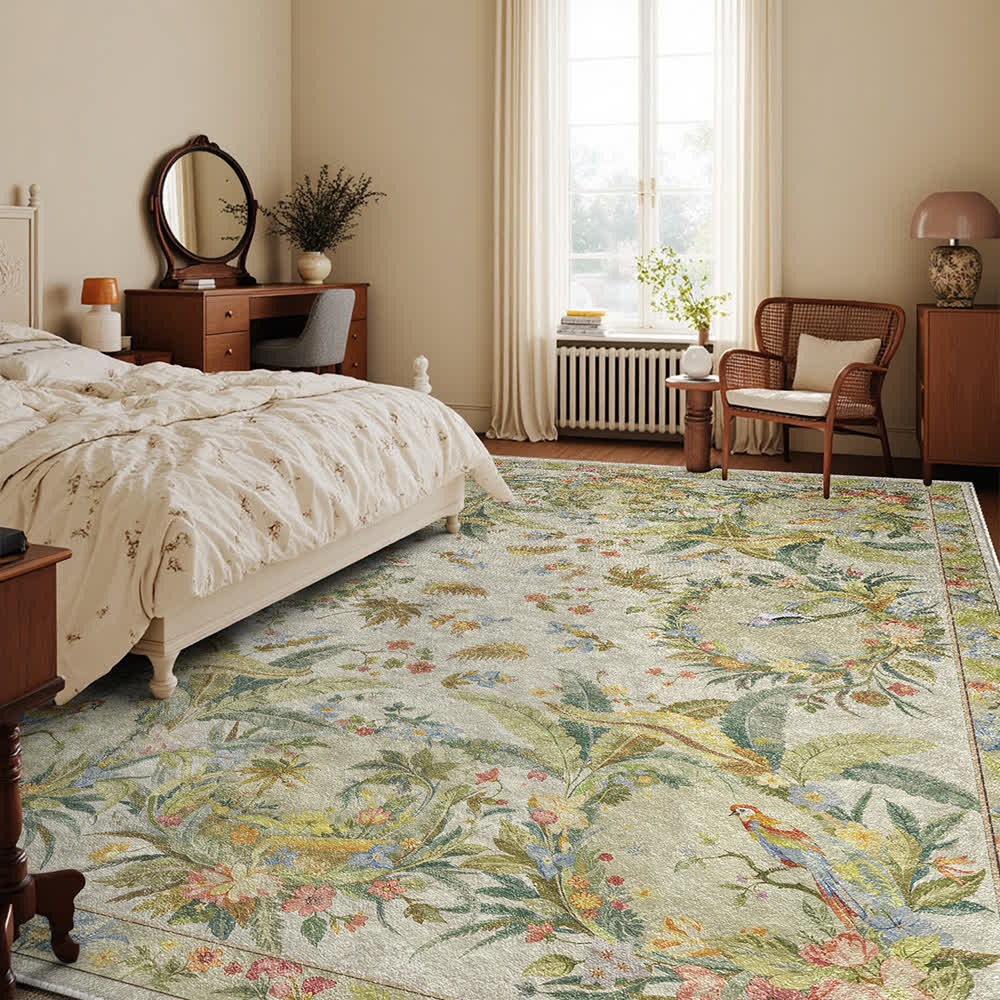 Refresh Floral Bird Anti-slip Area Rug
