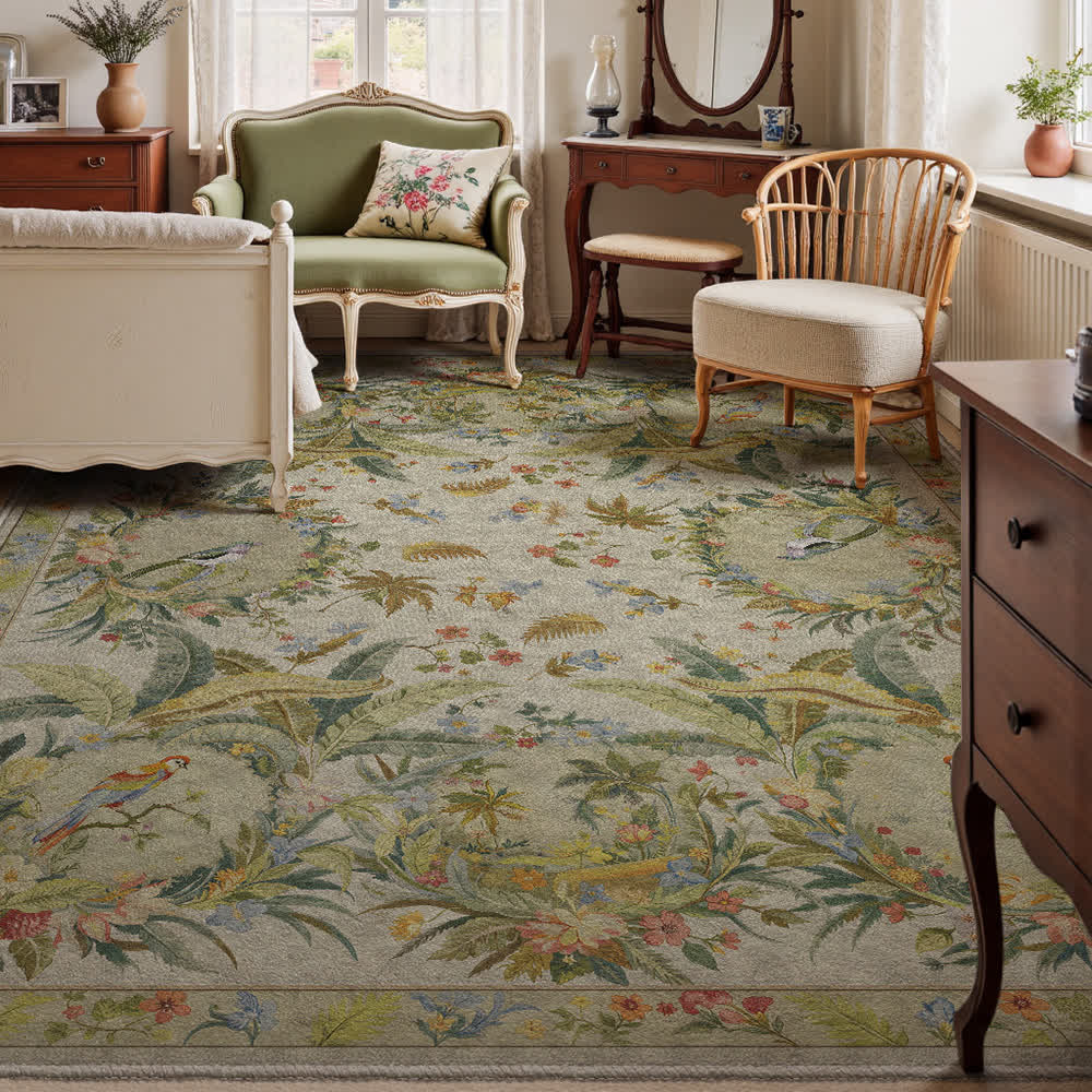 Refresh Floral Bird Anti-slip Area Rug