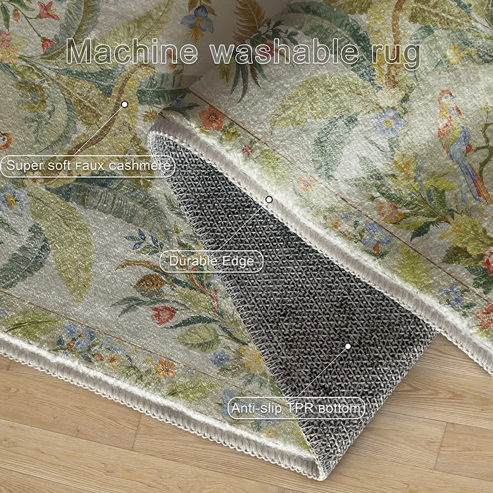 Refresh Floral Bird Anti-slip Area Rug