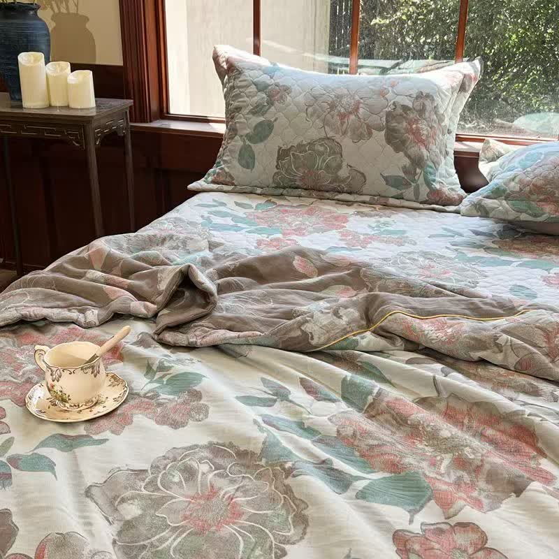 Luxurious Floral Jacquard Summer Cotton Quilt