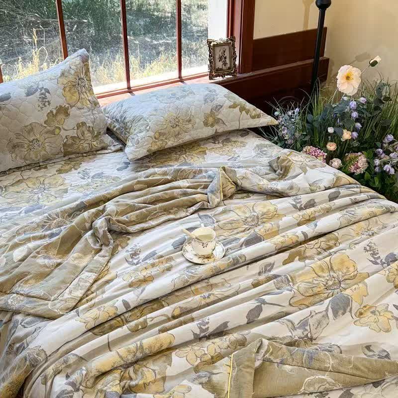 Luxurious Floral Jacquard Summer Cotton Quilt