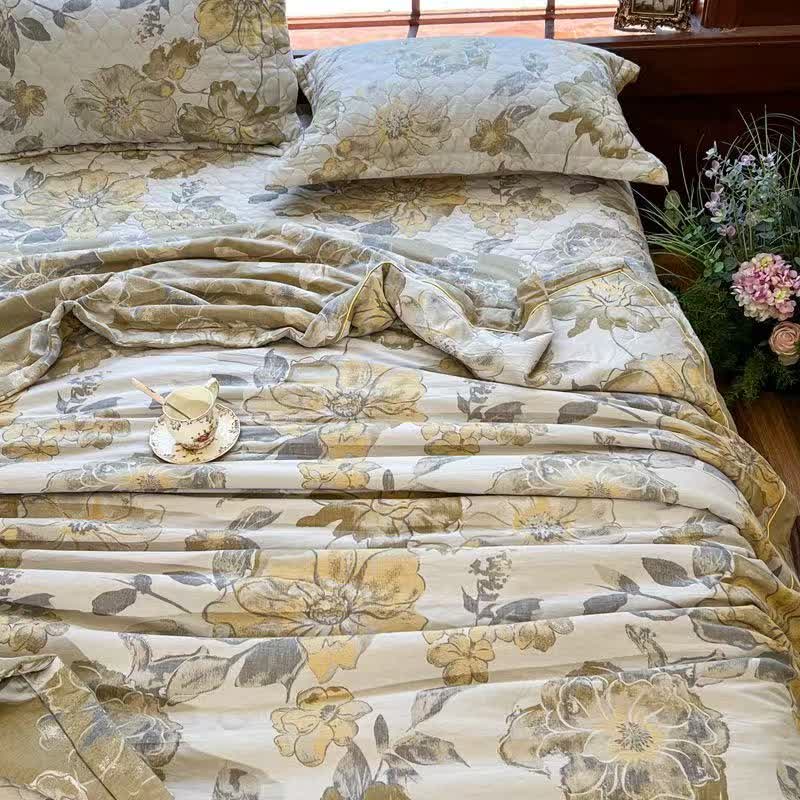 Luxurious Floral Jacquard Summer Cotton Quilt