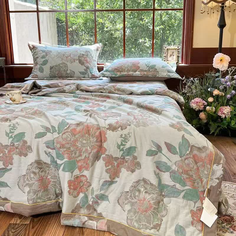 Luxurious Floral Jacquard Summer Cotton Quilt