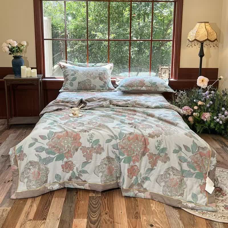 Luxurious Floral Jacquard Summer Cotton Quilt
