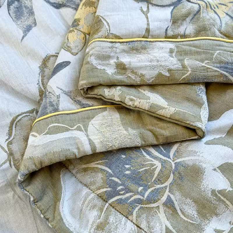 Luxurious Floral Jacquard Summer Cotton Quilt