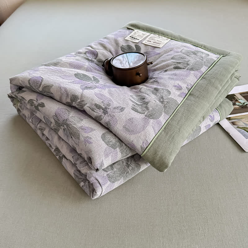 Elegant Floral Pure Cotton Double-layer Gauze Summer Quilt