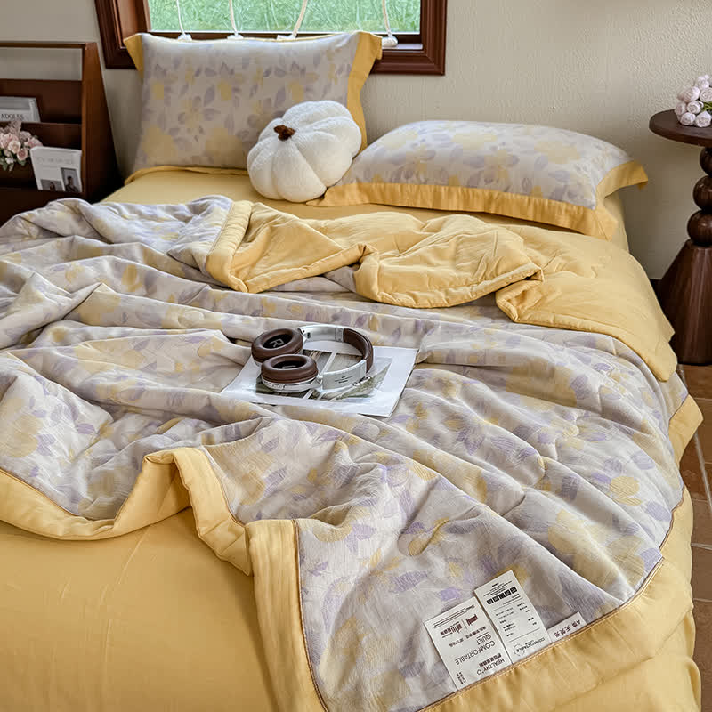 Elegant Floral Pure Cotton Double-layer Gauze Summer Quilt