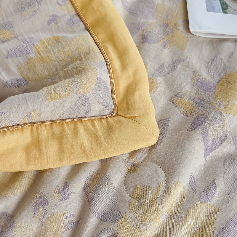 Elegant Floral Pure Cotton Double-layer Gauze Summer Quilt