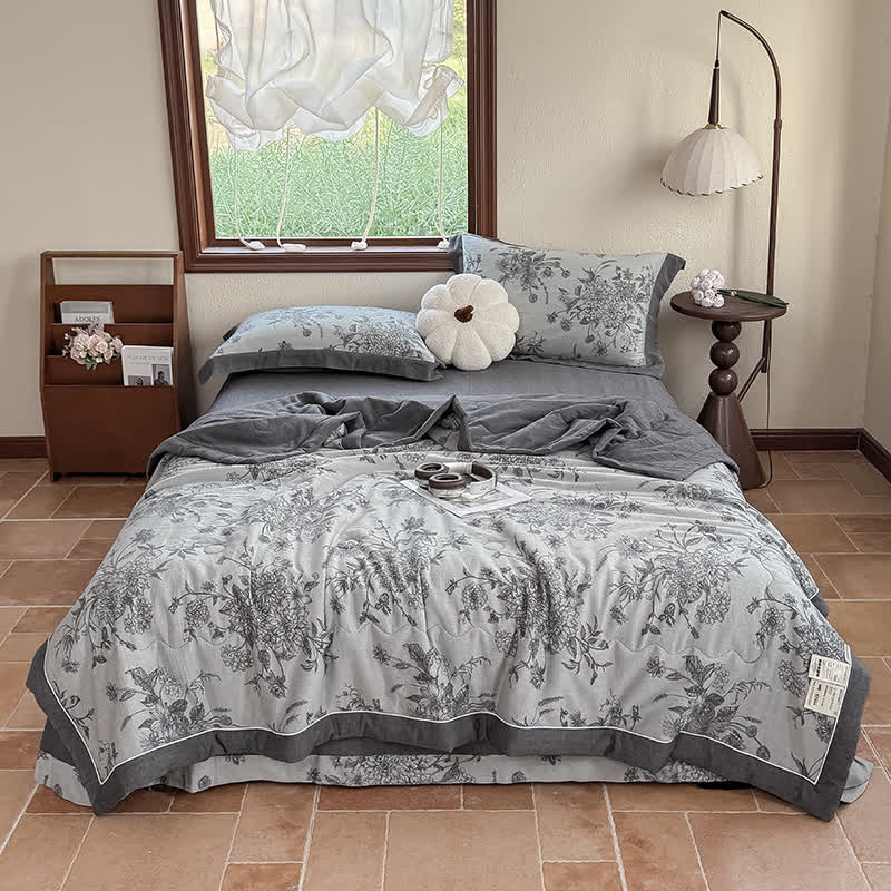 Retro Floral Pure Cotton Double-layer Gauze Summer Quilt