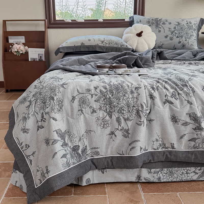 Retro Floral Pure Cotton Double-layer Gauze Summer Quilt