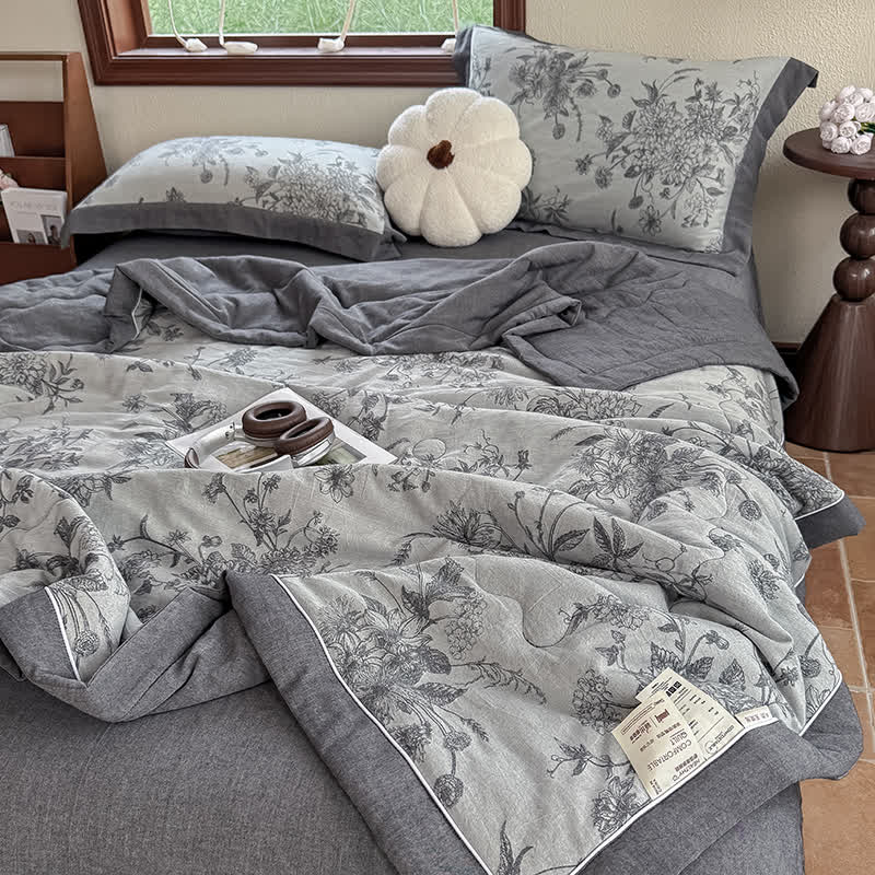 Retro Floral Pure Cotton Double-layer Gauze Summer Quilt
