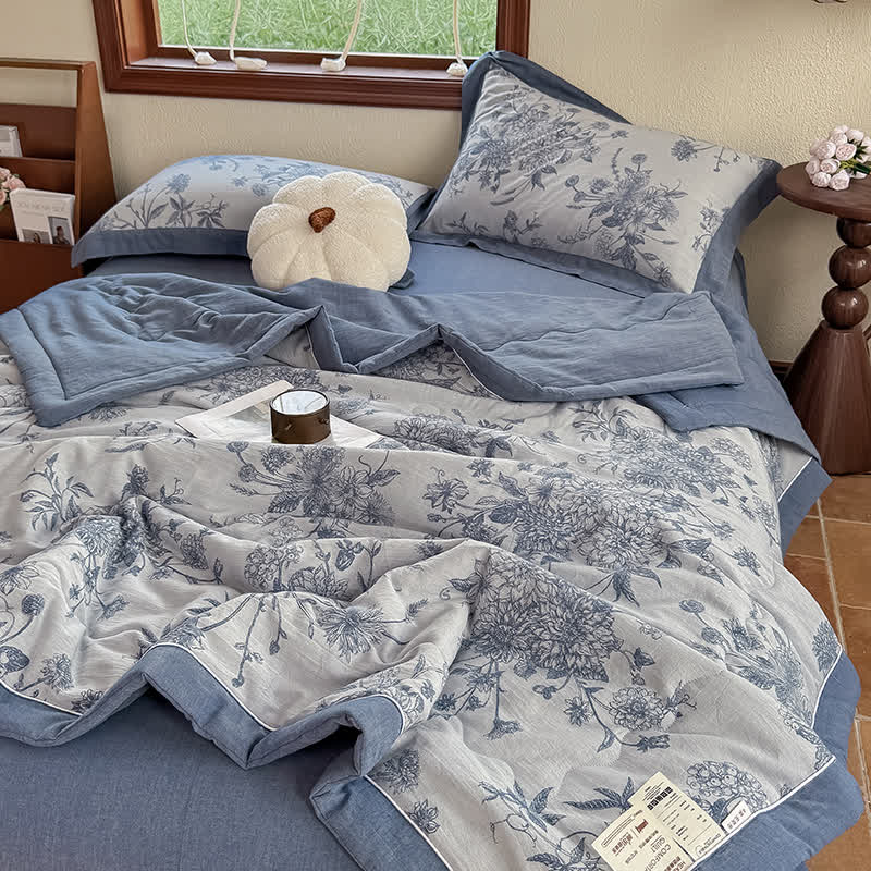 Retro Floral Pure Cotton Double-layer Gauze Summer Quilt