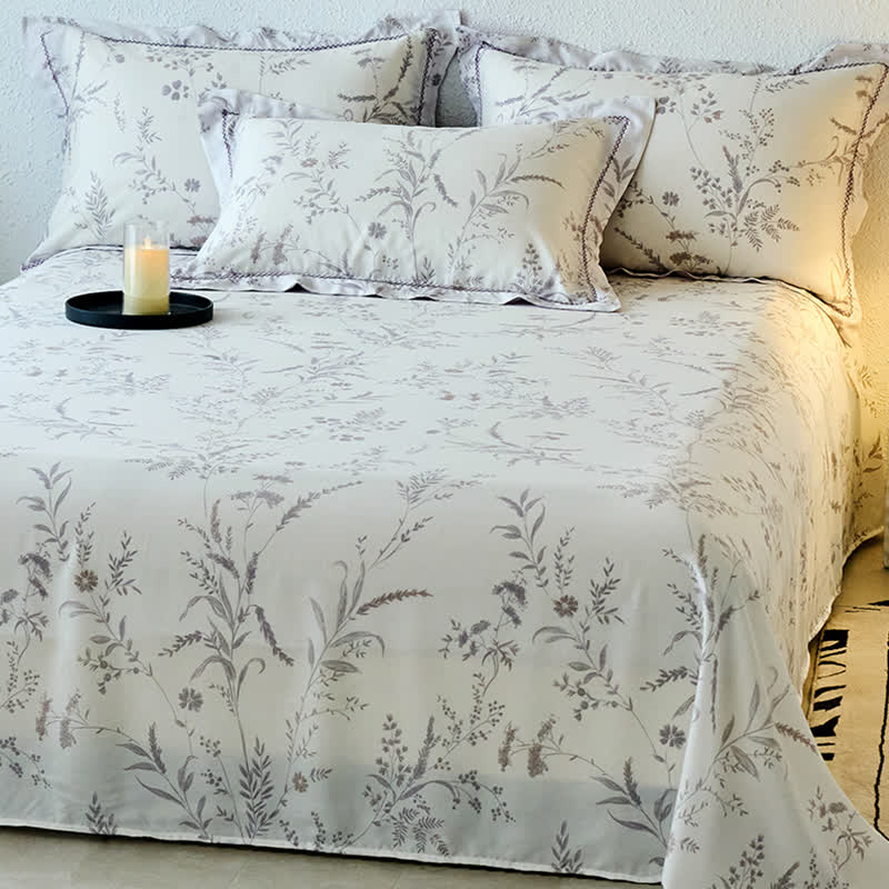 Lavender Print Silky Soft Summer Coverlet