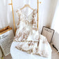 Vintage Landscape Print Cotton Gauze Ruffle Camisole Nightwear