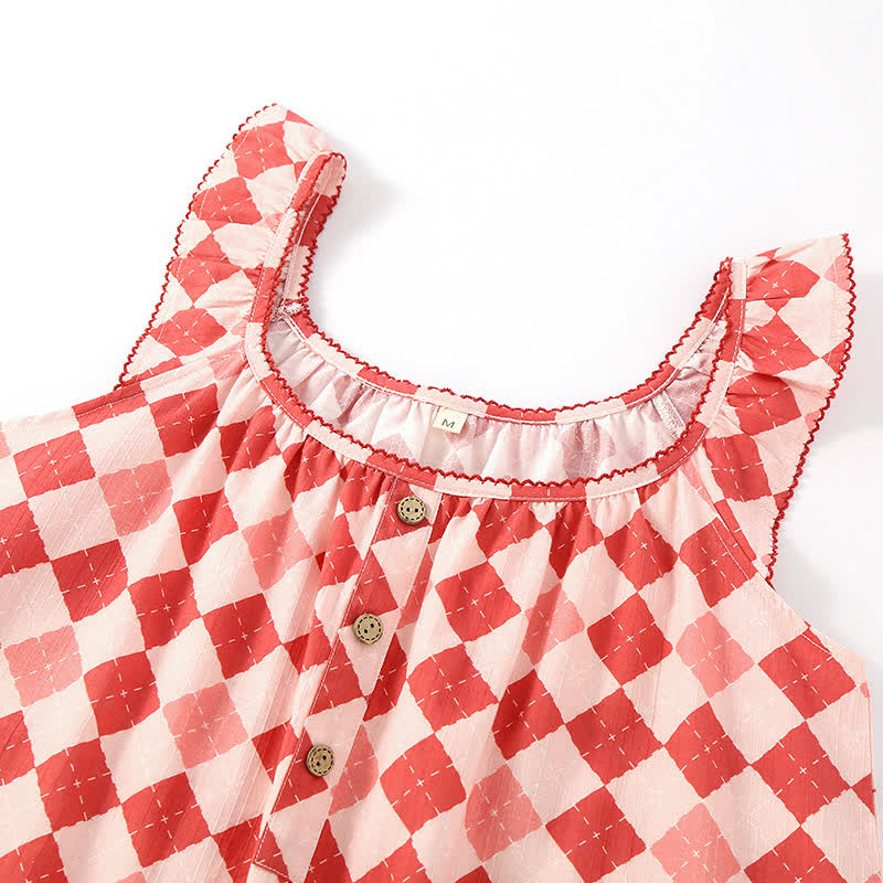 Sweet Diamond Pattern Cotton Gauze Camisole Nightwear