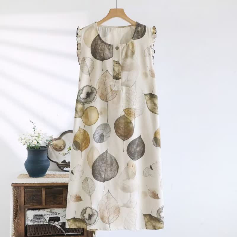 Pastoral Style Floral Sleeveless Nightdress